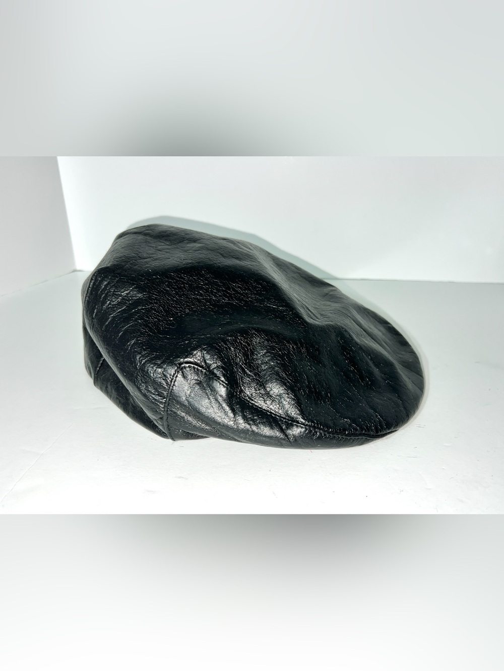 Wilsons Leather Black Leather Flat Cap Ivy Newsboy Beret Driving Hat L/XL